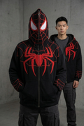 Spider Web Embroidered Zip Hoodie – Premium Oversized Streetwear | VELZR