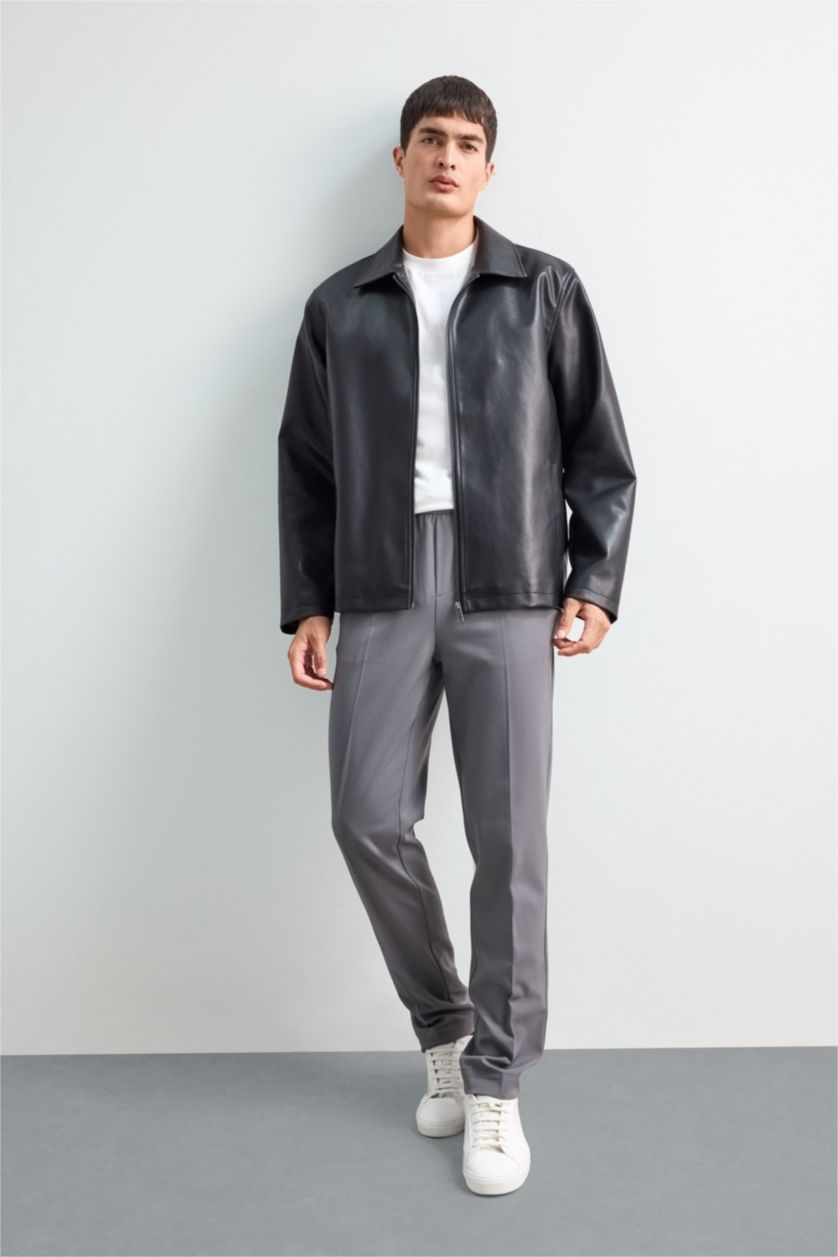 Black Boxy Leather Jacket – Premium Unisex Streetwear Jacket | VELZR