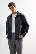 Black Boxy Leather Jacket – Premium Unisex Streetwear Jacket | VELZR