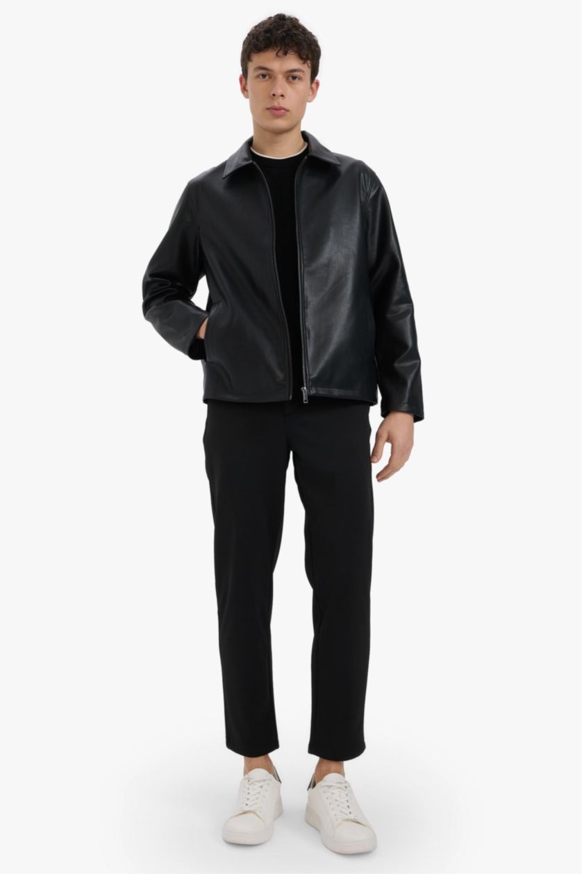 Black Boxy Leather Jacket – Premium Unisex Streetwear Jacket | VELZR