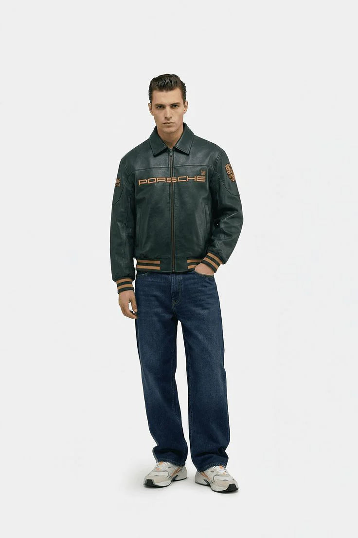 Porsche Leather Jacket Premium Racing Streetwear Jacket by VELZR