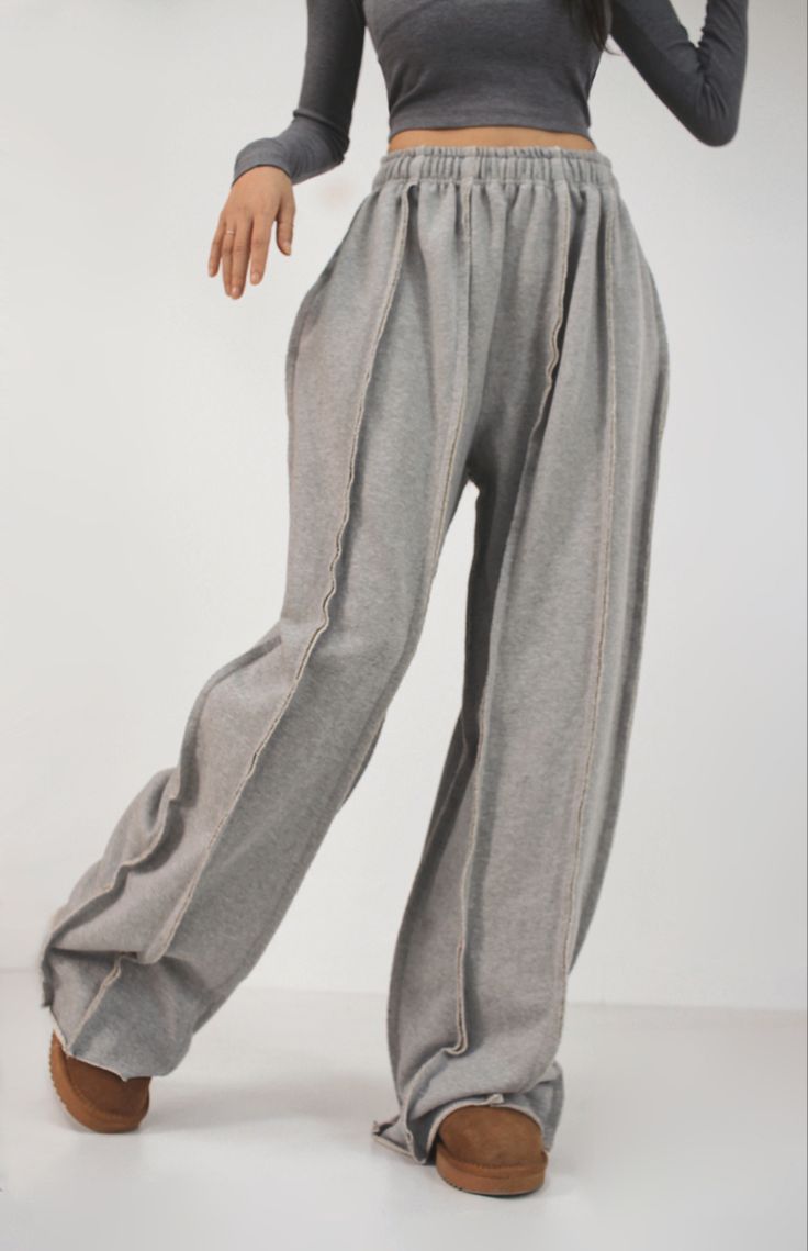 Exposed Seam Sweatpants – Baggy Wide Leg Sweatpants | VELZR