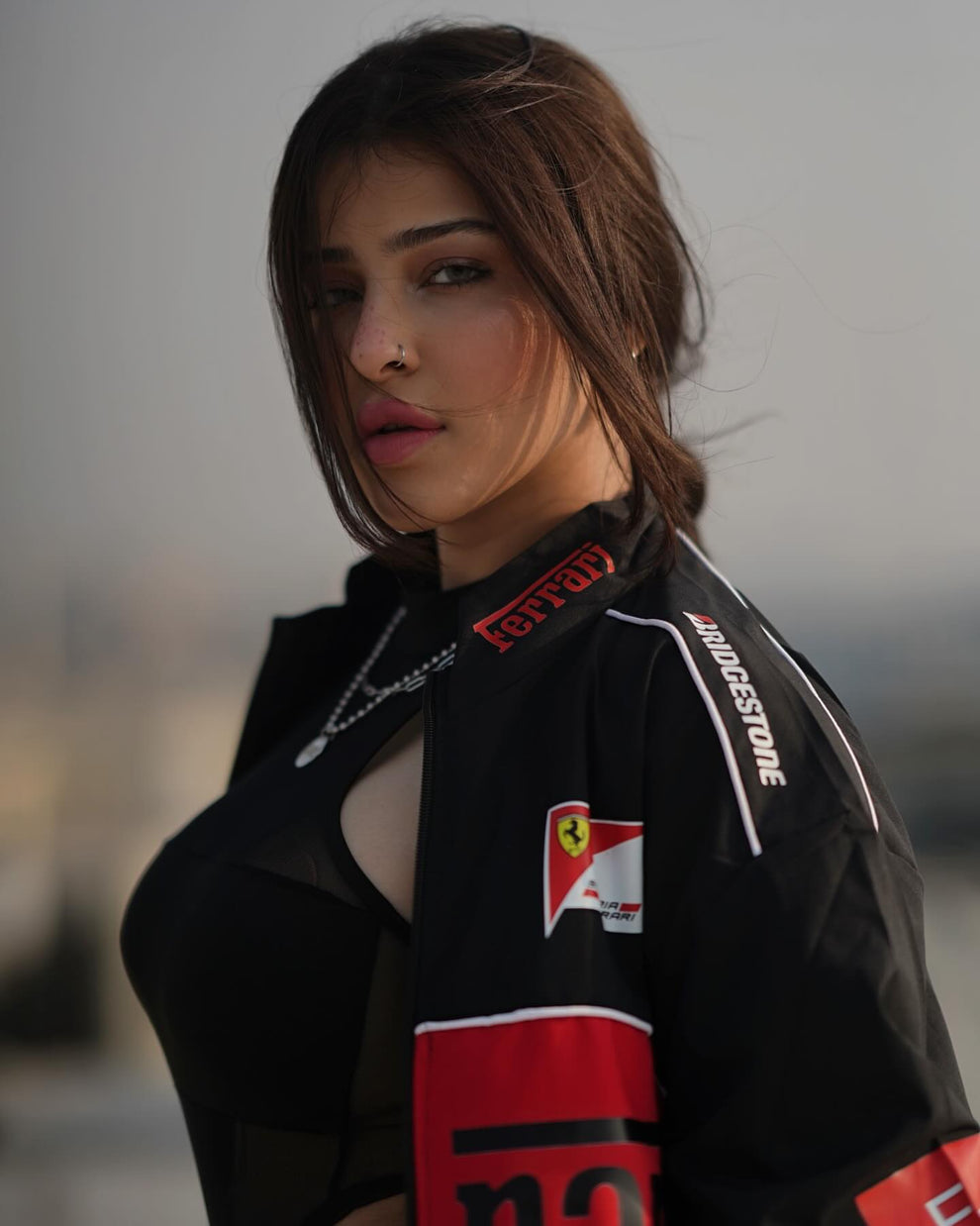 Black Vintage Racing Jacket Printed Graphics