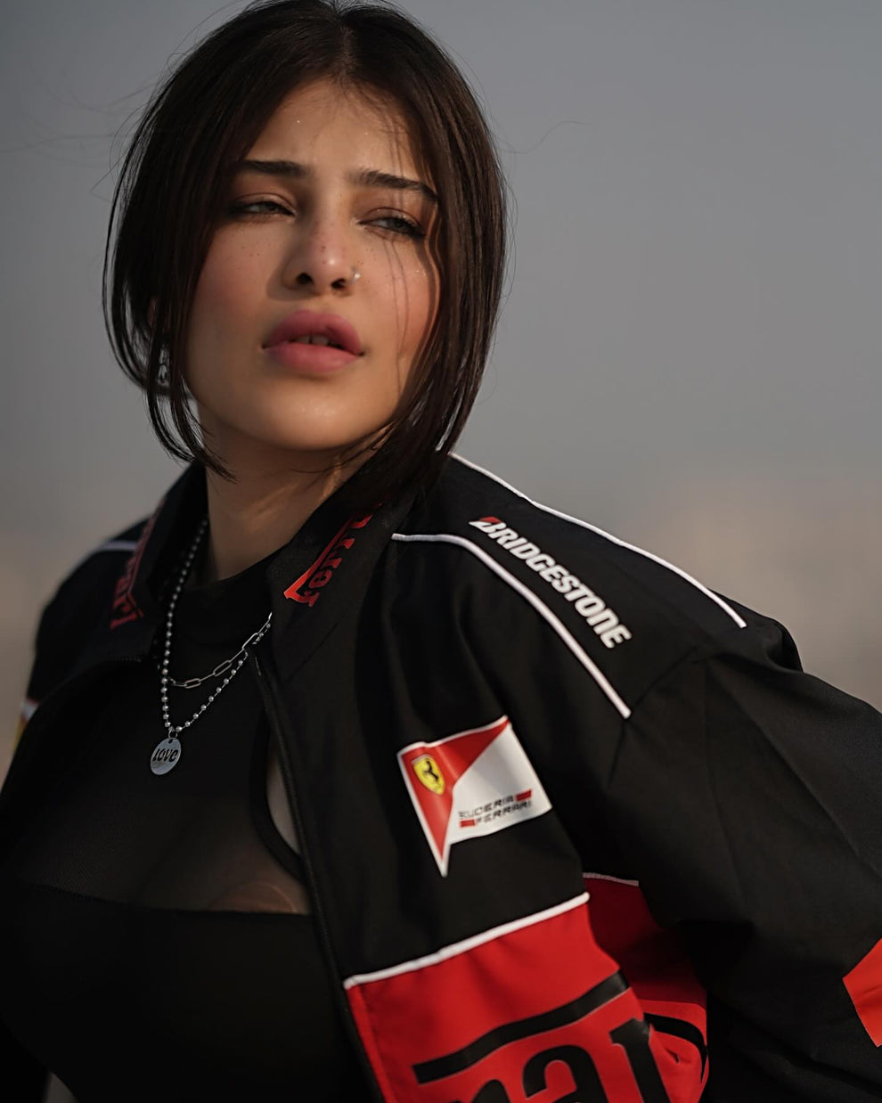 Black F1 Racing Jacket in Premium Parachute Fabric