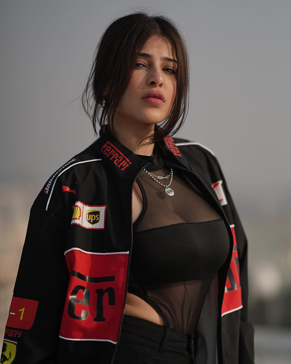 Black F1 Vintage Racing Jacket Printed Design
