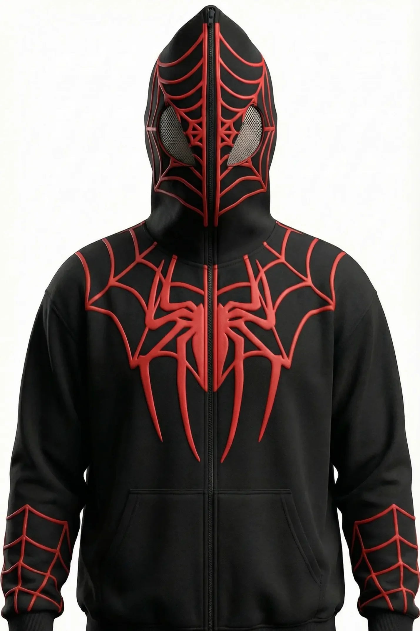Spiderman Zip Up Hoodie Black Premium Printed Hoodie by VELZR