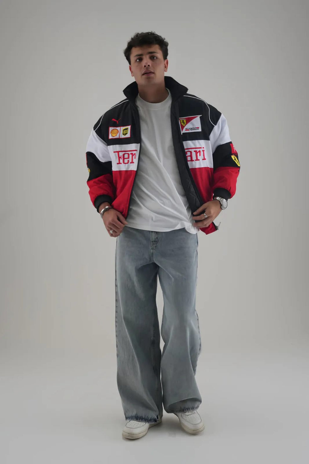 Front view of Ferrari Embroidered Jacket Unisex by VELZR.