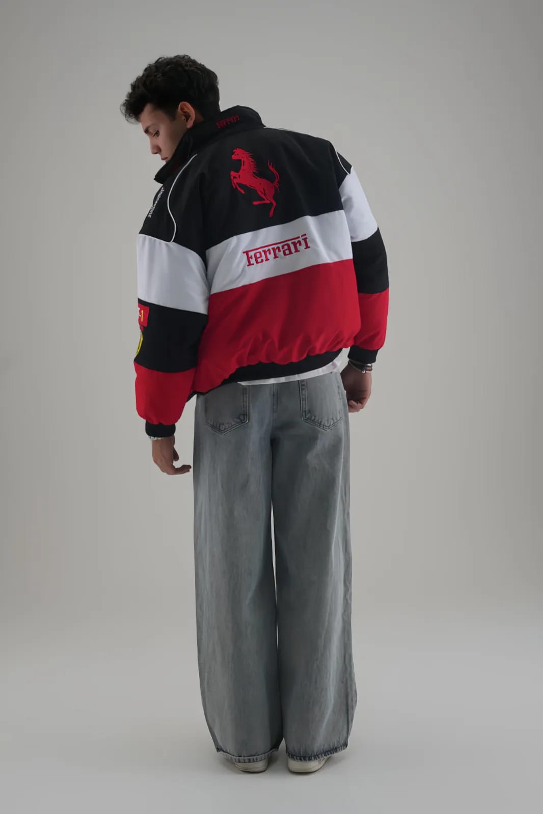 Lightweight Ferrari Embroidered Jacket Unisex for everyday casual fashion.