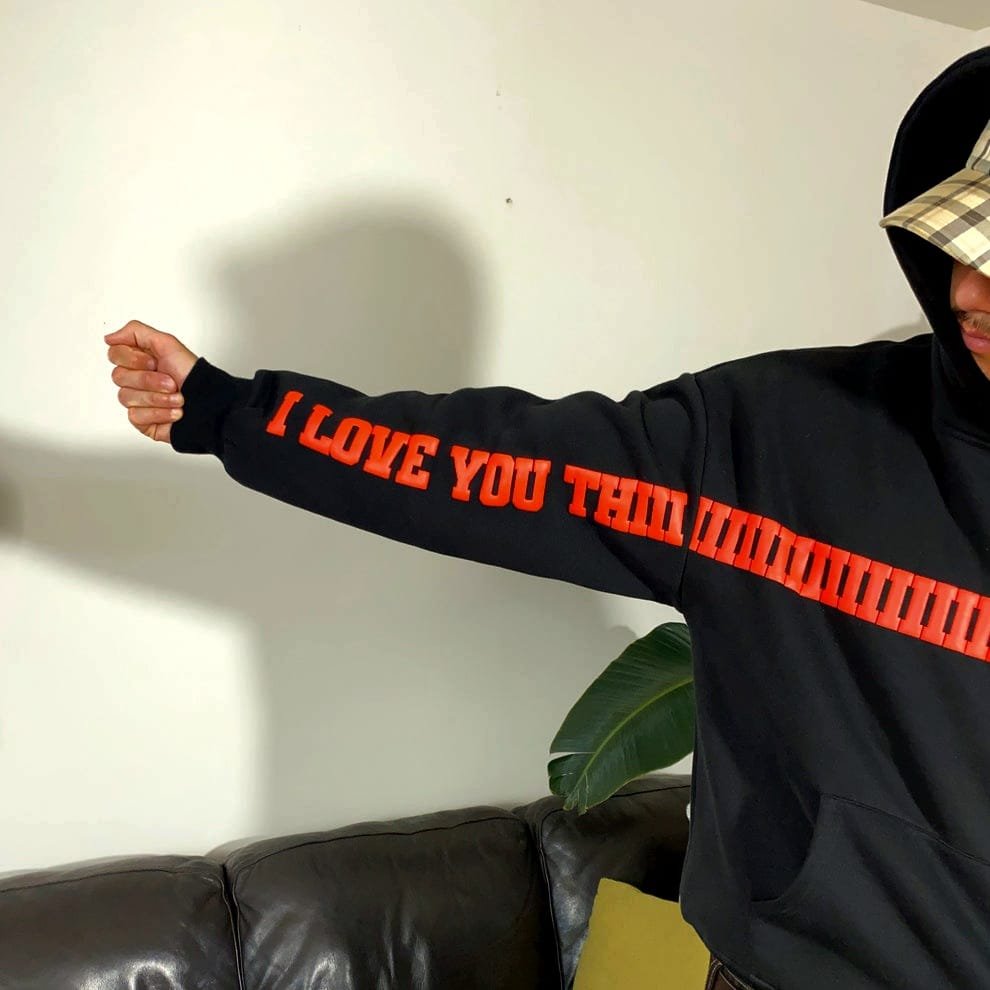 I Love You This Much design on streetwear hoodie