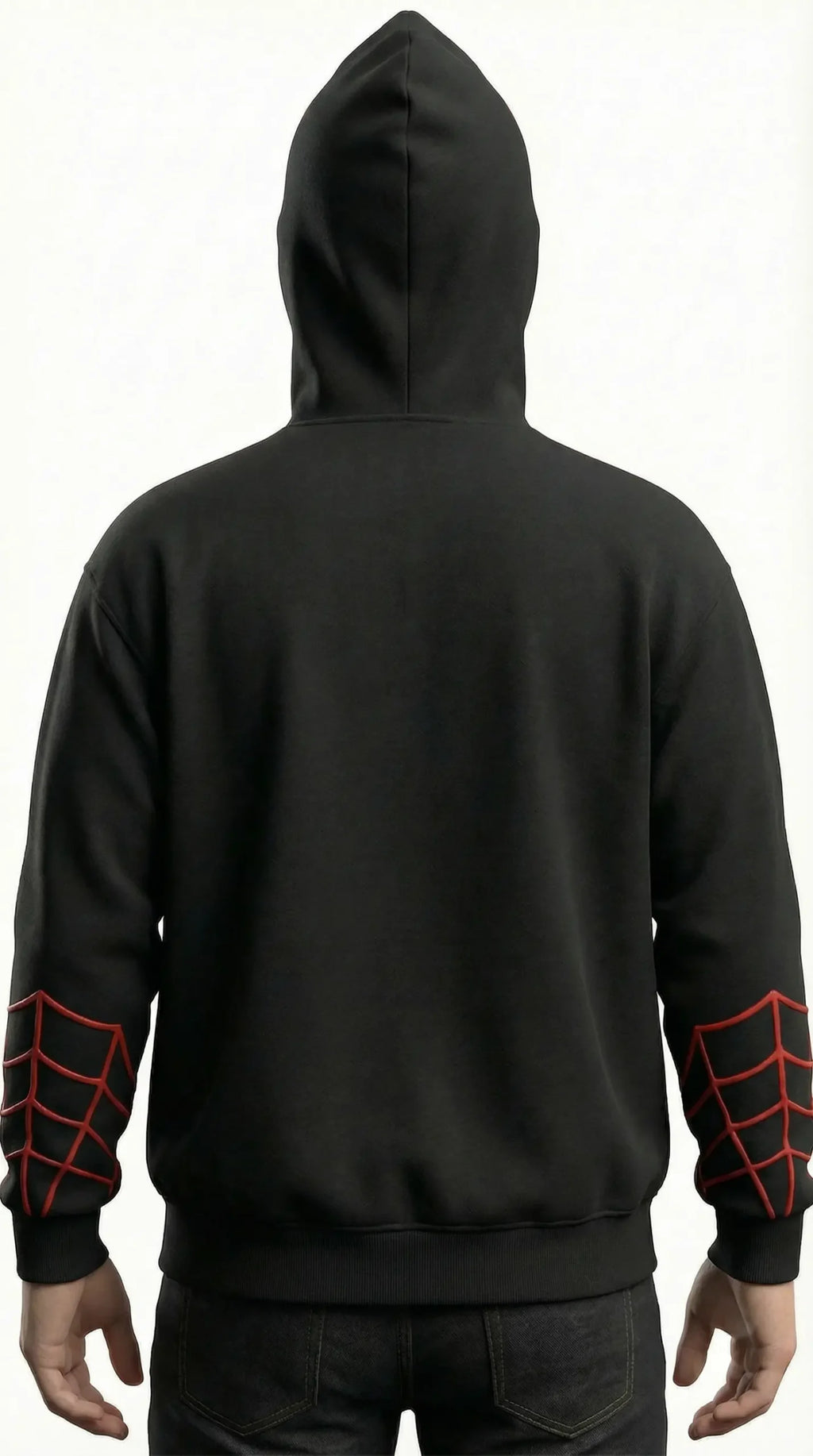 Black Zip Hoodie with Premium Spiderman Print