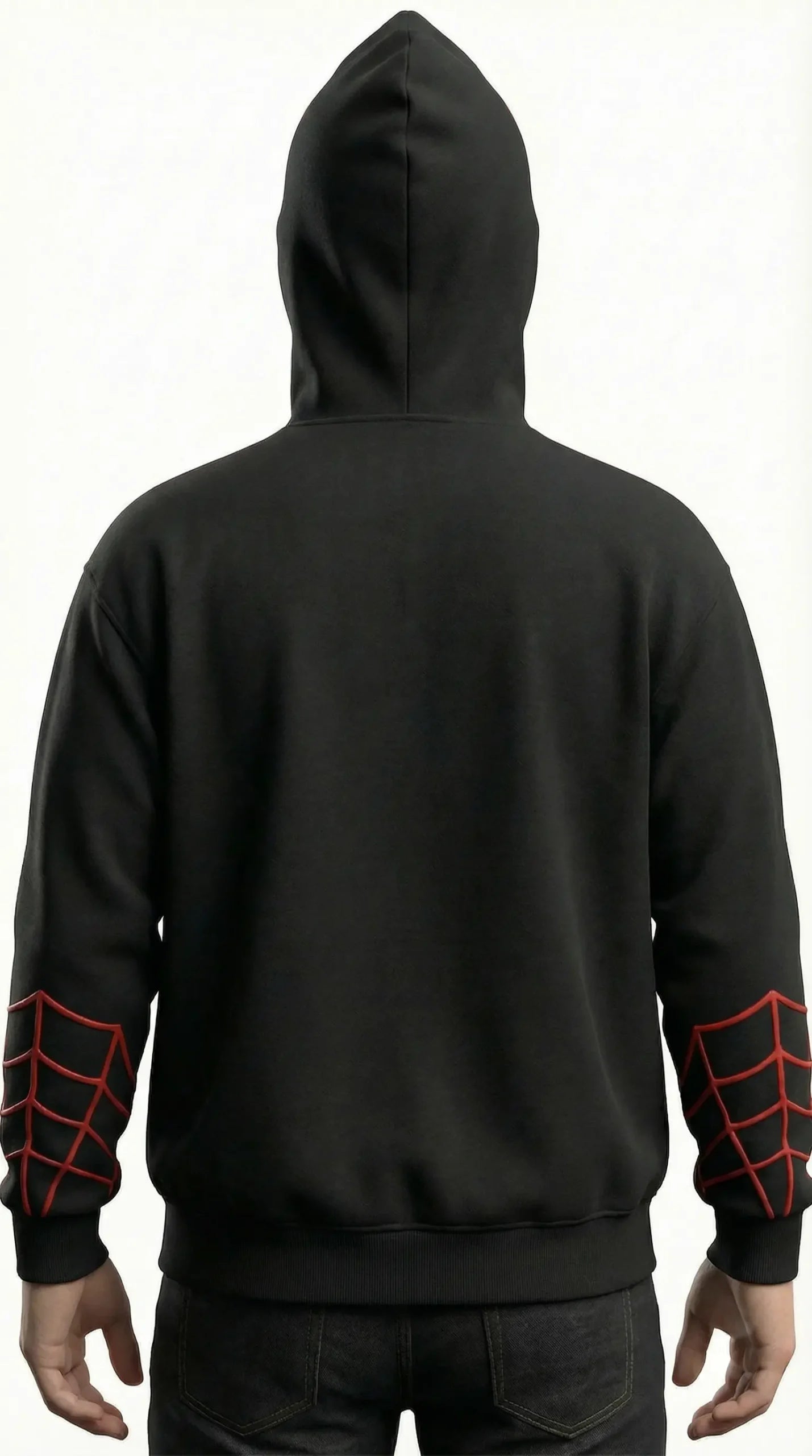 Black Zip Hoodie with Premium Spiderman Print