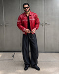 Red 993 Racing Leather Jacket Front View
