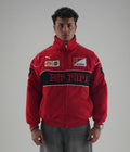 Red Ferrari Embroidered Jacket Unisex made from premium parachute fabric.