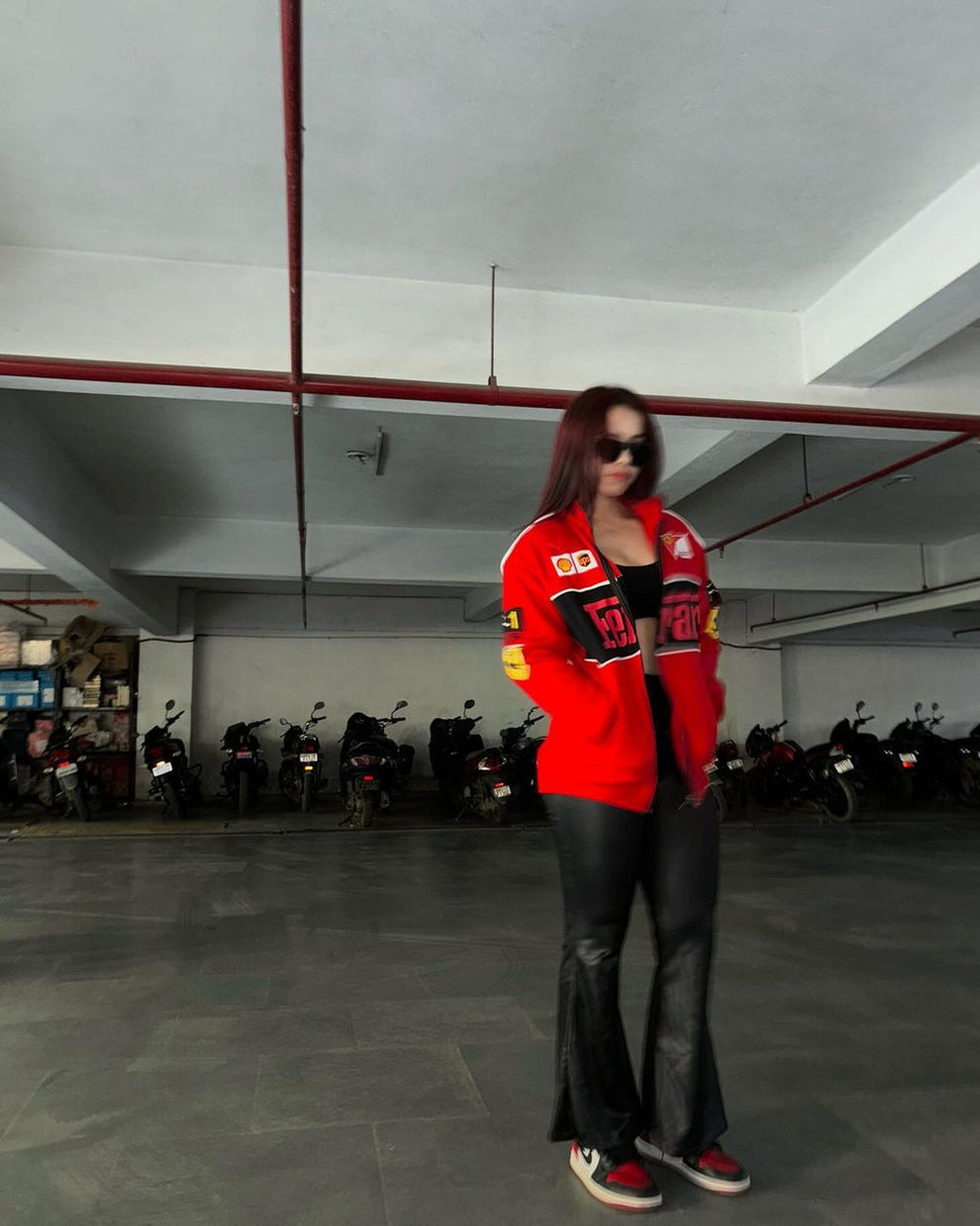 Red Ferrari Racing Jacket Front View