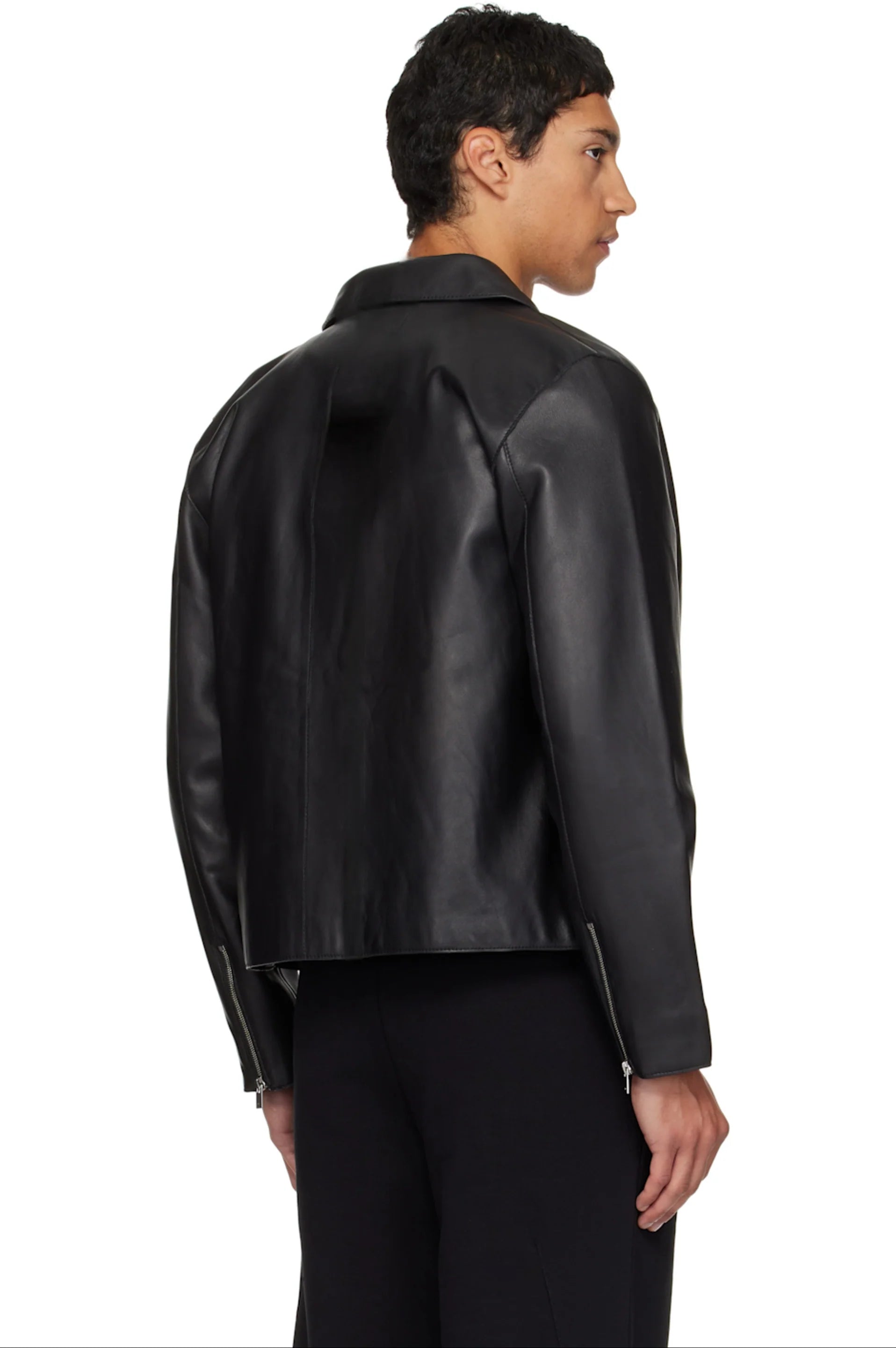 Premium Black Cropped Leather Jacket – Unisex Streetwear Outerwear | VELZR