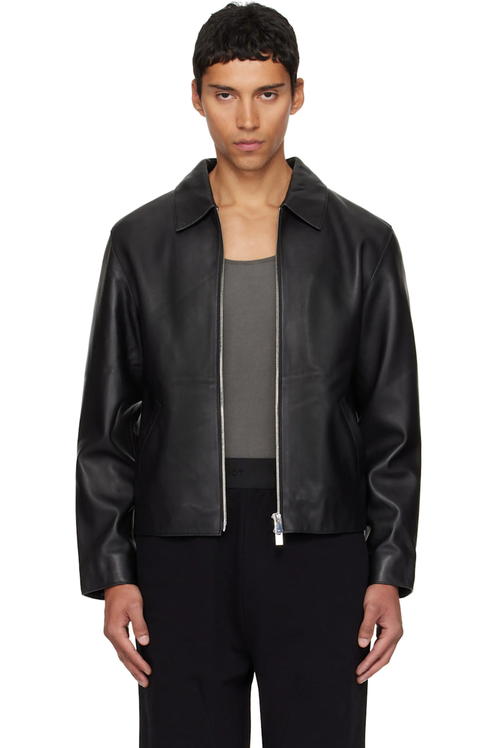 Premium Black Cropped Leather Jacket – Unisex Streetwear Outerwear | VELZR