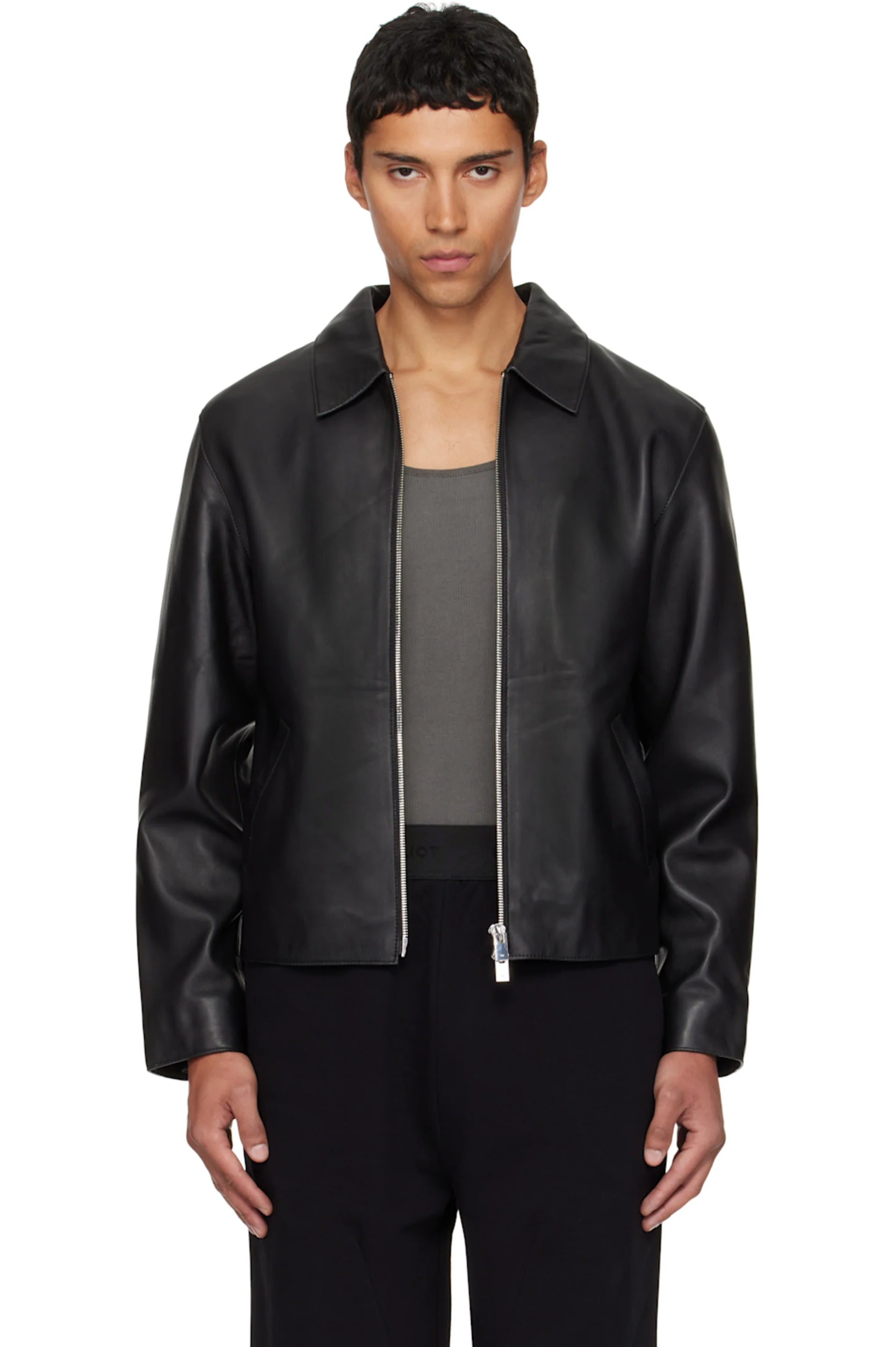 Premium Black Cropped Leather Jacket – Unisex Streetwear Outerwear | VELZR